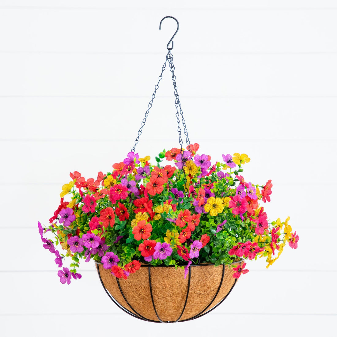 hanging plant kit 24" UV Resistant Artificial Daisy Hanging Basket DIY Kit (Indoor/Outdoor)