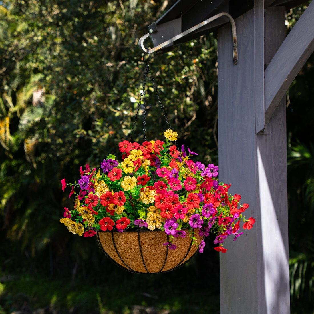 Nearly Natural 24in. UV Resistant Artificial Daisy Hanging Basket DIY Kit (Indoor/Outdoor)