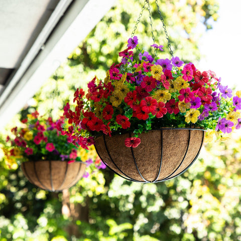planter hanging baskets Nearly Natural 24-Inch UV Resistant Artificial Daisy Hanging Basket DIY Kit (Indoor/Outdoor)
