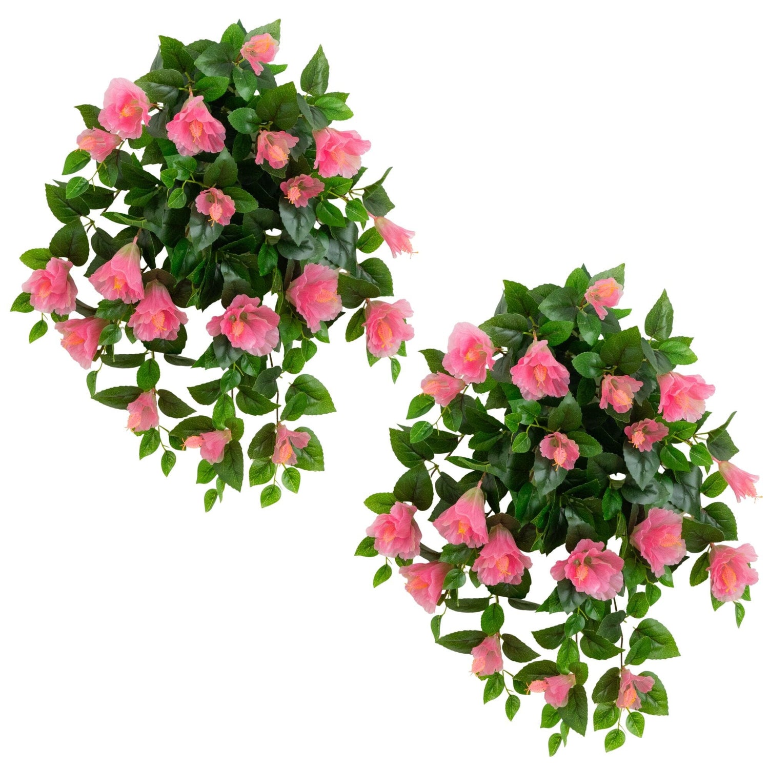 24" UV Resistant Artificial Hibiscus Hanging Plant (Indoor/Outdoor) - Set of 2