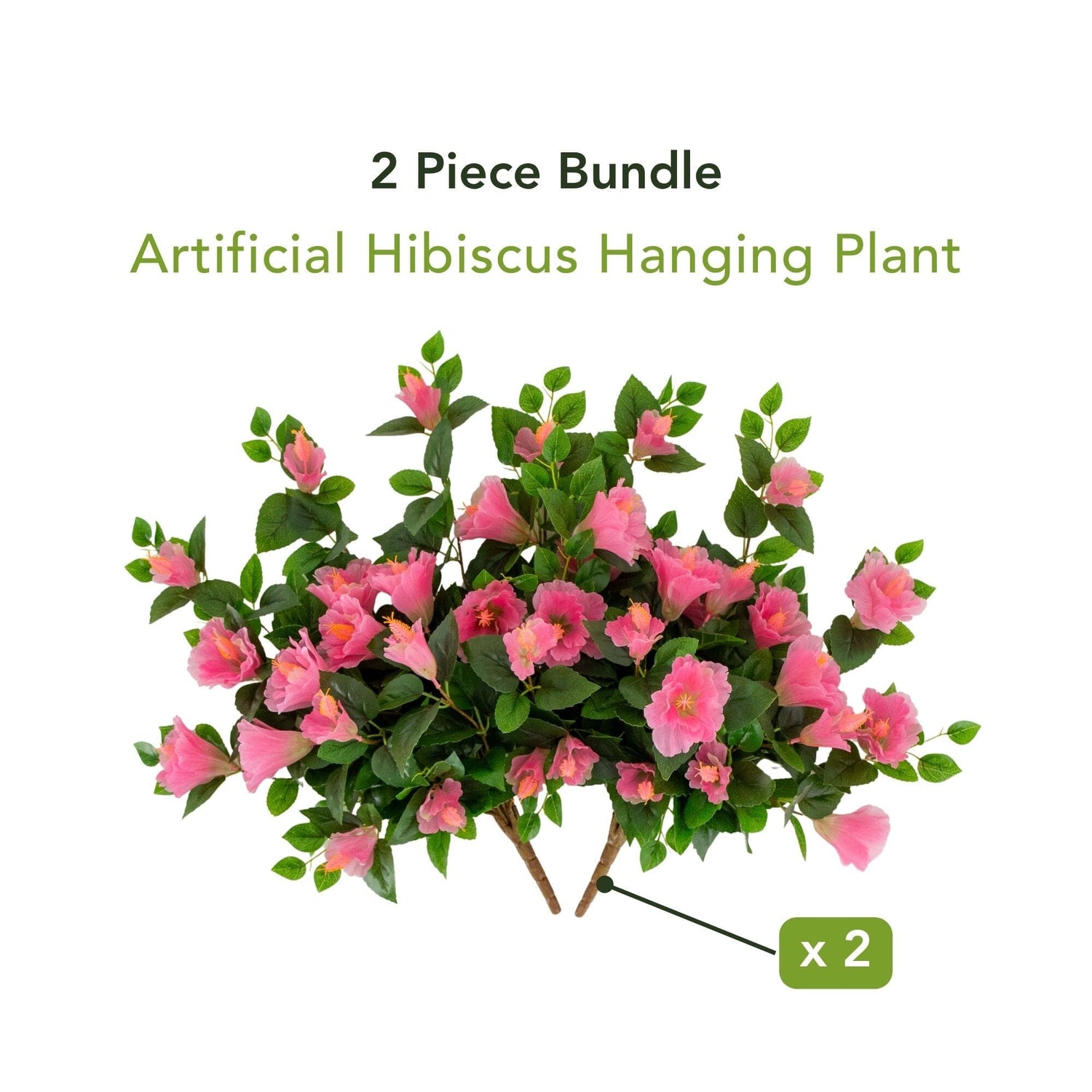 24" UV Resistant Artificial Hibiscus Hanging Plant (Indoor/Outdoor) - Set of 2