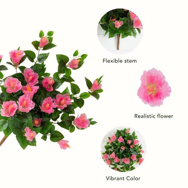 24" UV Resistant Artificial Hibiscus Hanging Plant (Indoor/Outdoor) - Set of 2