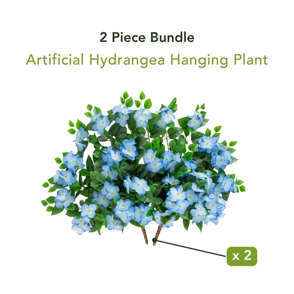 24" UV Resistant Artificial Hydrangea Hanging Plant (Indoor/Outdoor) - Set of 2