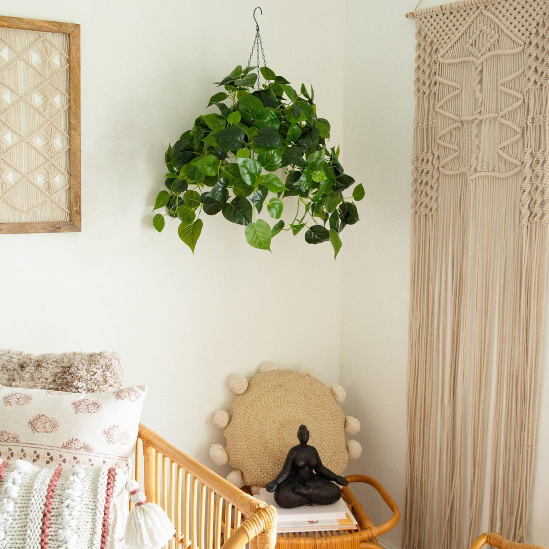 philodendron wall planter 24” UV Resistant Artificial Philodendron with 50 Warm White LED Lights in White Hanging Basket