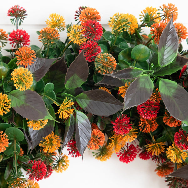 24” UV Resistant Autumn Artificial Fall Mum Wreath (indoor/Outdoor)