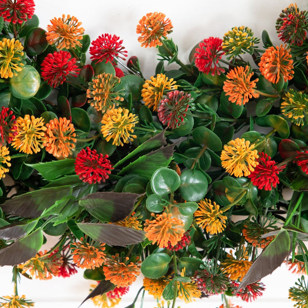 24” UV Resistant Autumn Artificial Fall Mum Wreath (indoor/Outdoor)
