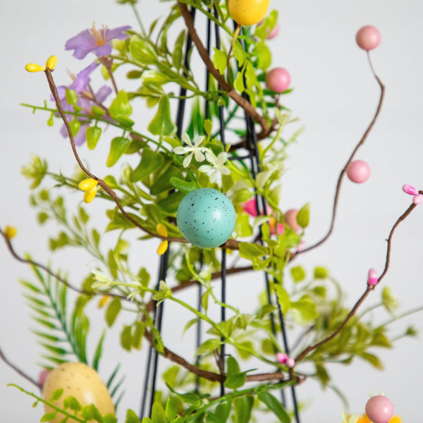 24" Artificial Easter Cone Tree with Wild Flowers and Mini Eggs