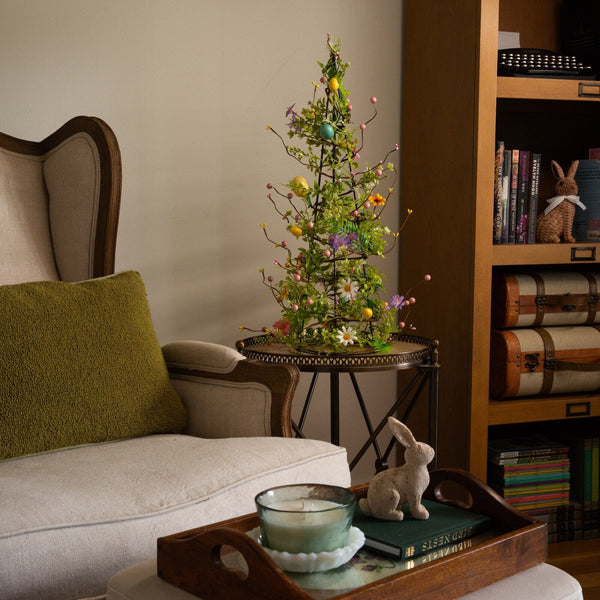 24" Artificial Easter Cone Tree with Wild Flowers and Mini Eggs