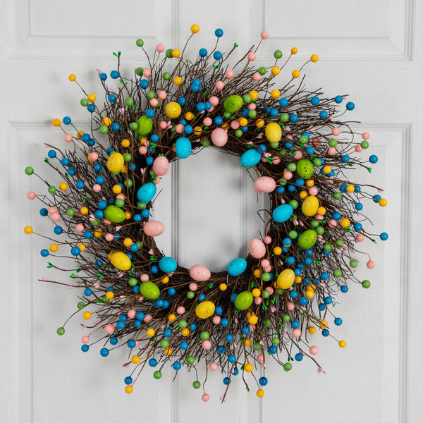 24" Artificial Easter Egg Twig Wreath