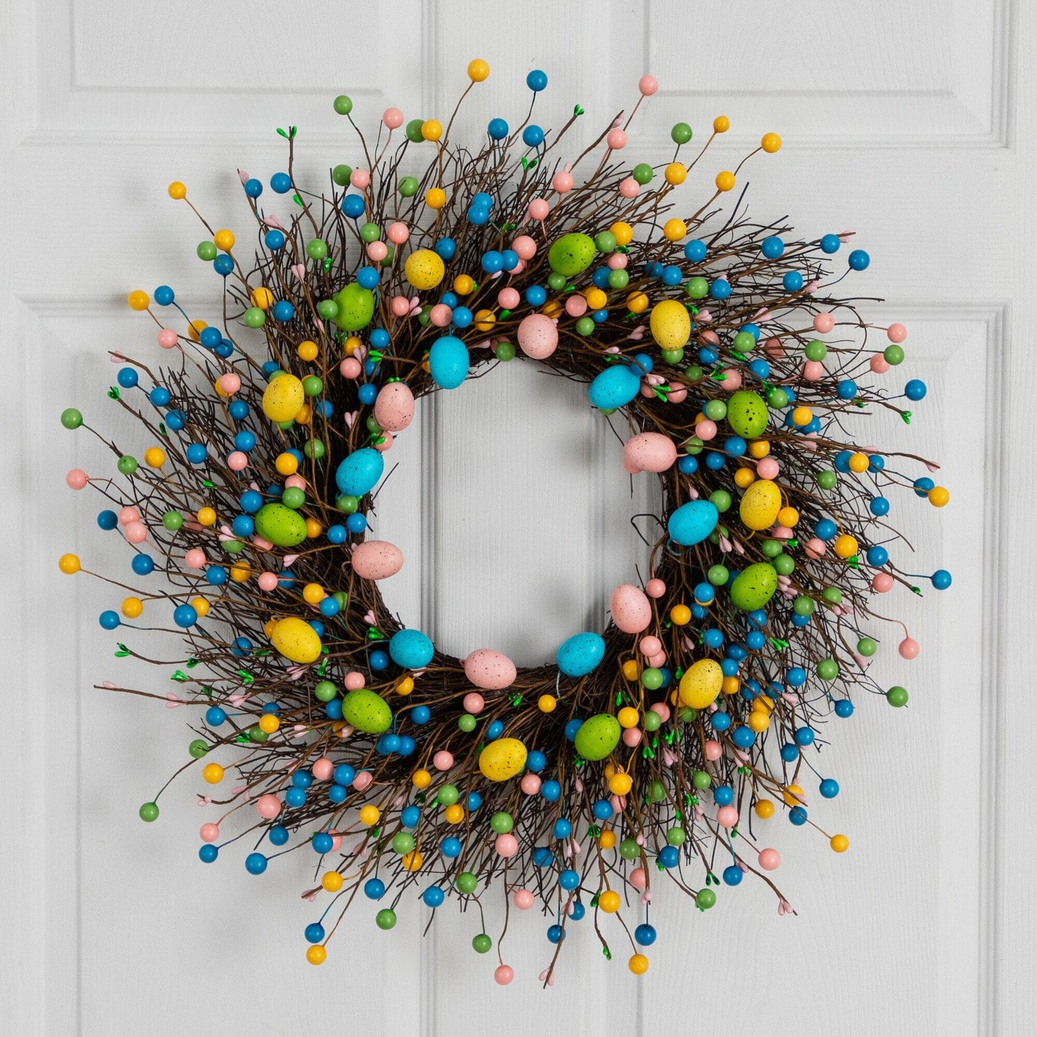 24" Artificial Easter Egg Twig Wreath