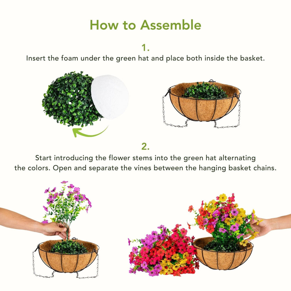 hanging basket plant inserts Nearly Natural 24-Inch UV Resistant Artificial Daisy Hanging Basket DIY Kit (Indoor/Outdoor)