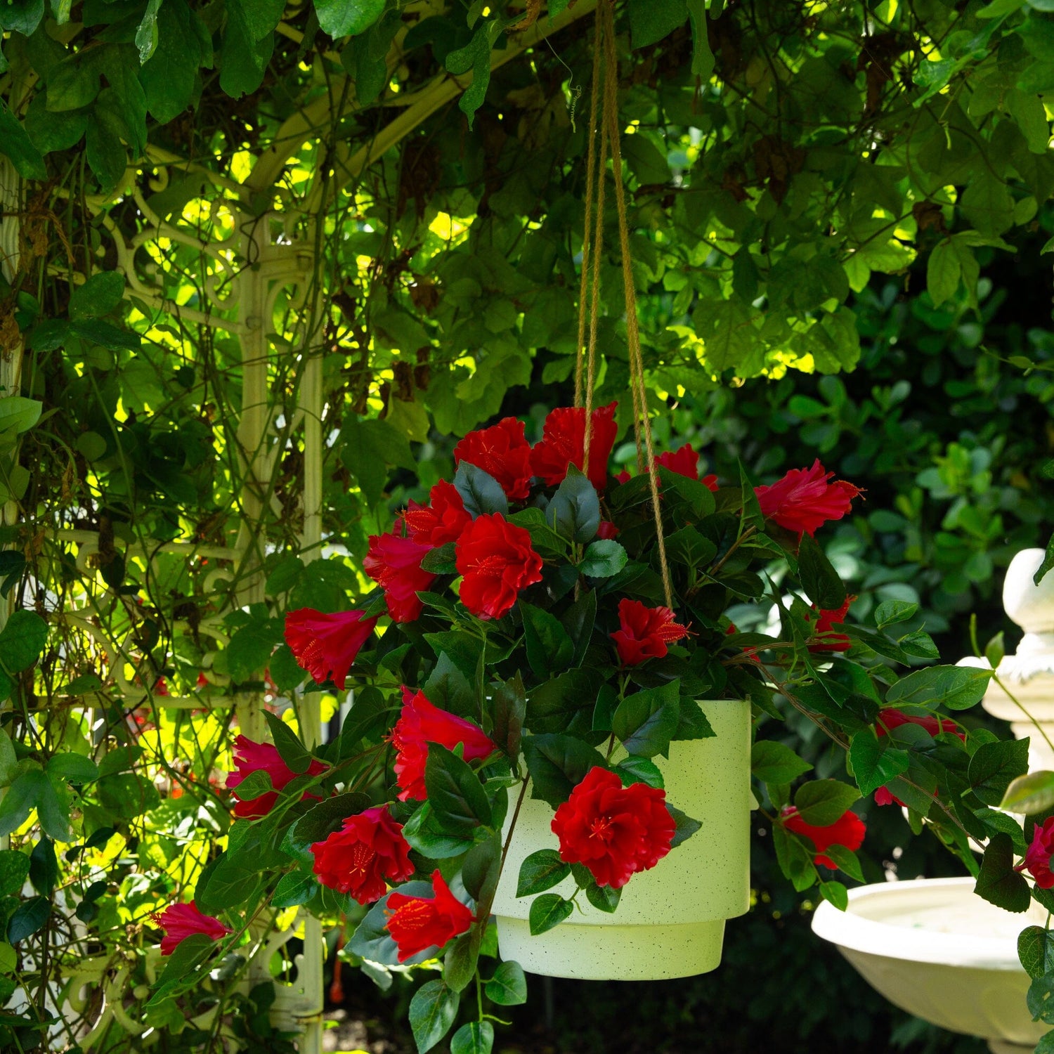 24" UV Resistant Artificial Hibiscus Hanging Plant (Indoor/Outdoor) - Set of 2
