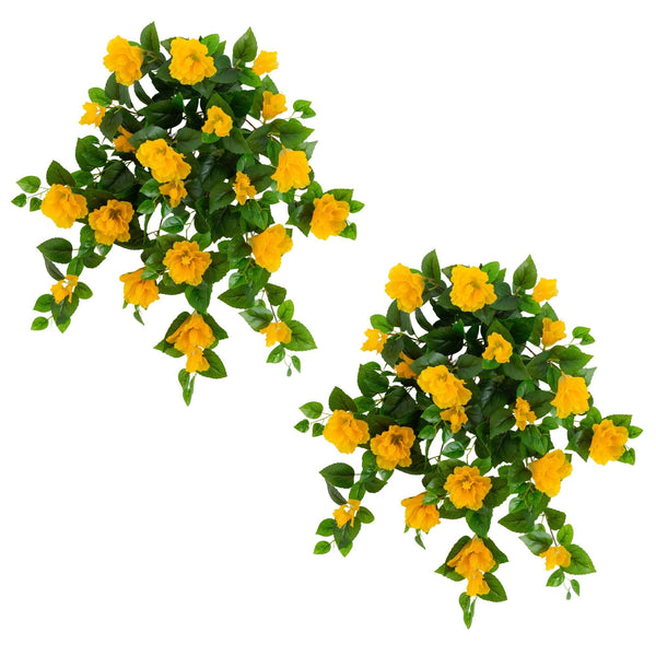 24" UV Resistant Artificial Hibiscus Hanging Plant (Indoor/Outdoor) - Set of 2