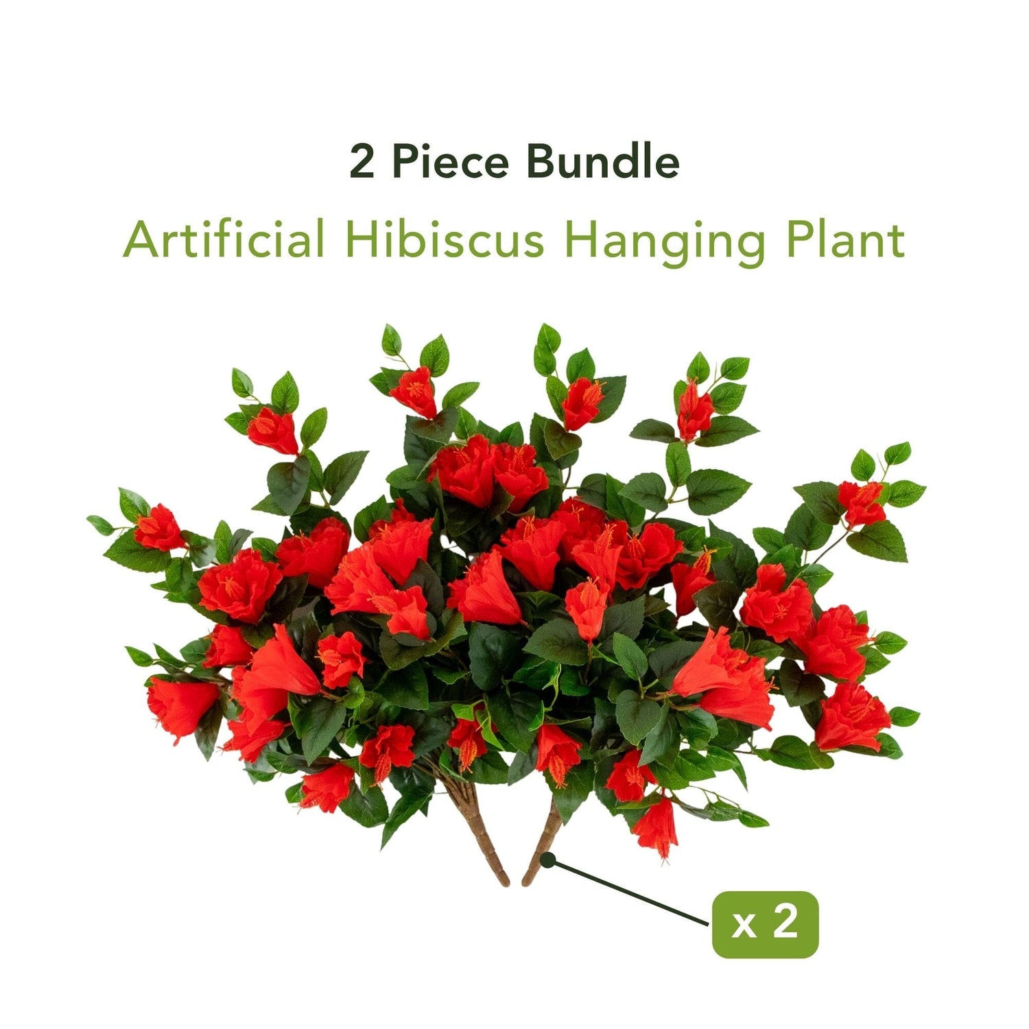 24" UV Resistant Artificial Hibiscus Hanging Plant (Indoor/Outdoor) - Set of 2