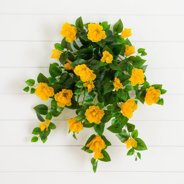 24" UV Resistant Artificial Hibiscus Hanging Plant (Indoor/Outdoor) - Set of 2