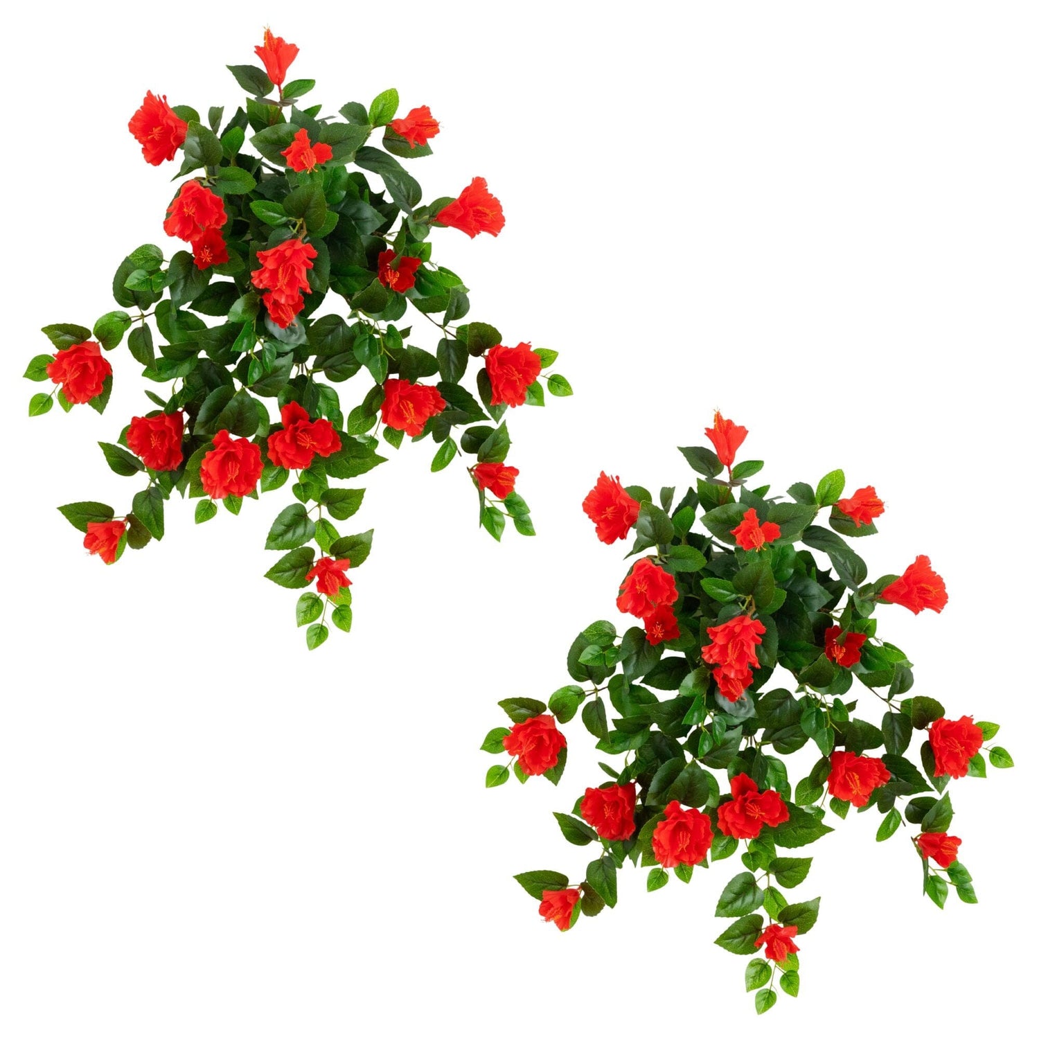 24" UV Resistant Artificial Hibiscus Hanging Plant (Indoor/Outdoor) - Set of 2