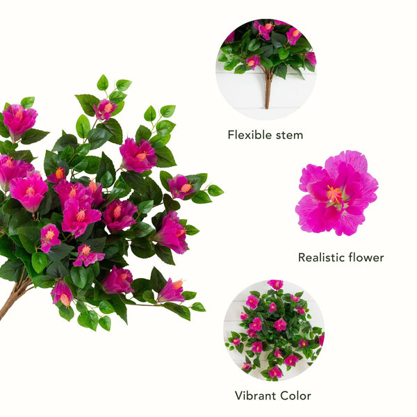 24" UV Resistant Artificial Hibiscus Hanging Plant (Indoor/Outdoor) - Set of 2
