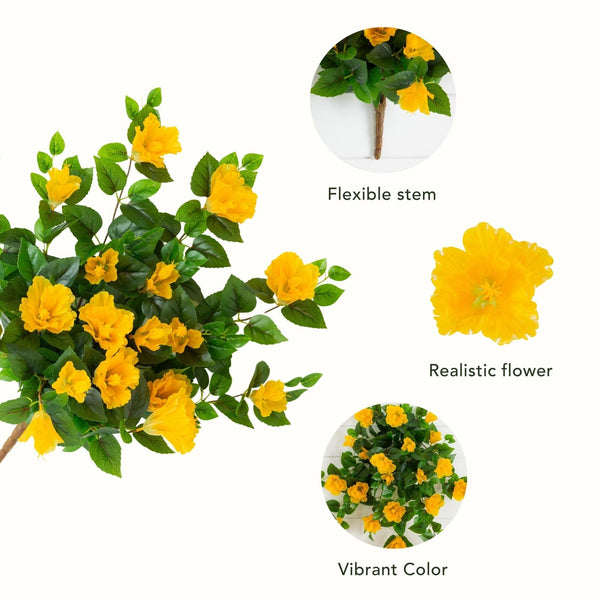24" UV Resistant Artificial Hibiscus Hanging Plant (Indoor/Outdoor) - Set of 2