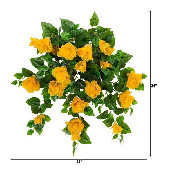 24" UV Resistant Artificial Hibiscus Hanging Plant (Indoor/Outdoor) - Set of 2