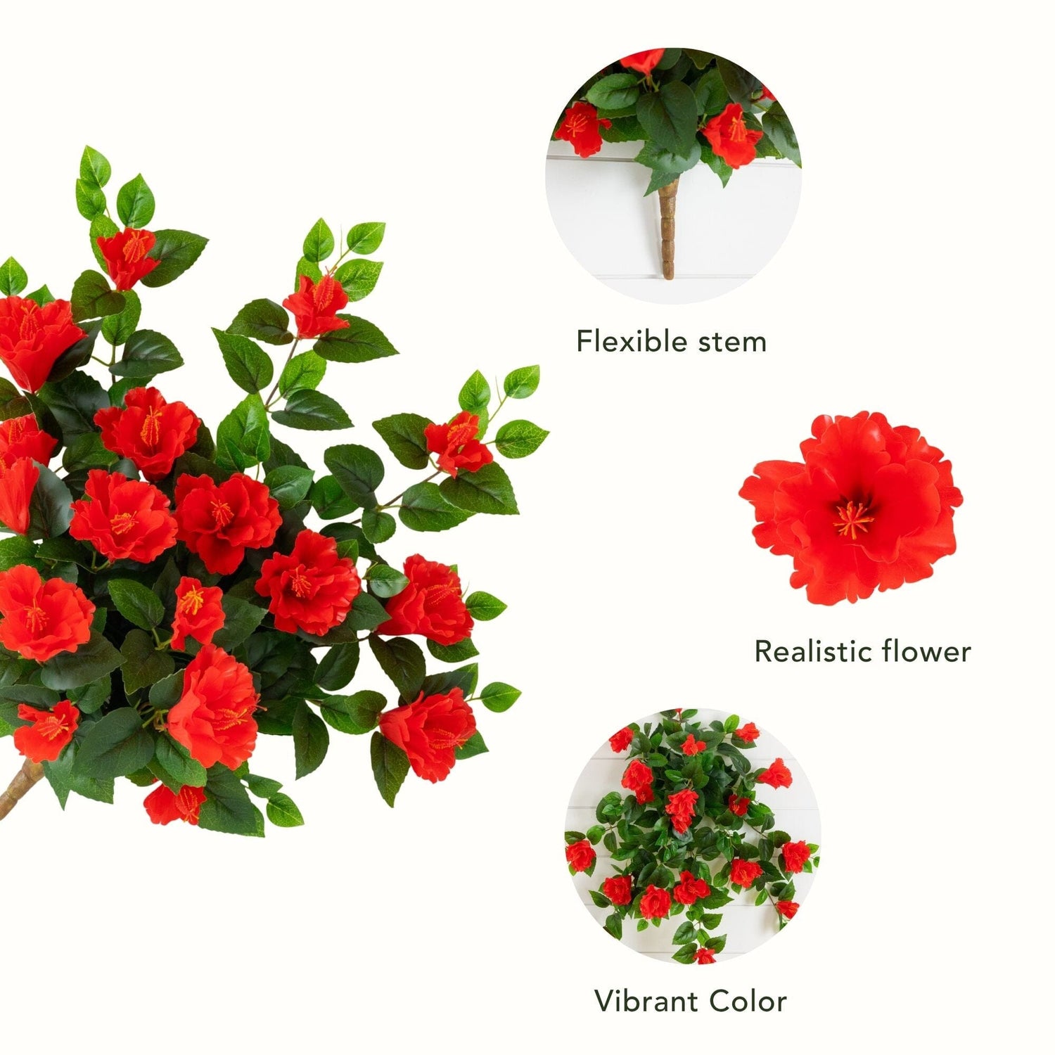 24" UV Resistant Artificial Hibiscus Hanging Plant (Indoor/Outdoor) - Set of 2