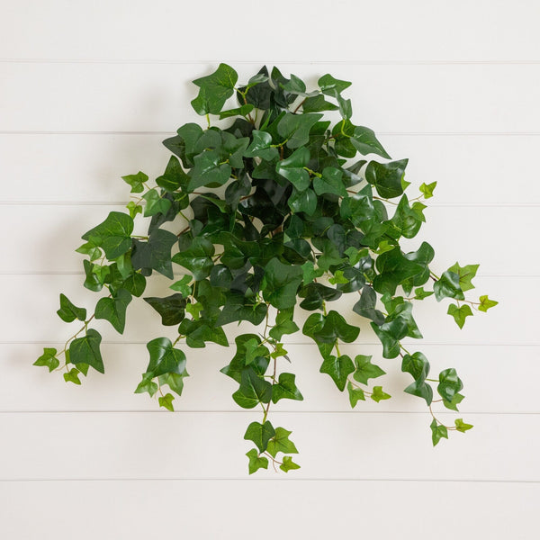 24" UV Resistant Artificial Puff Ivy Hanging Plant (Indoor/Outdoor) - Set of 3