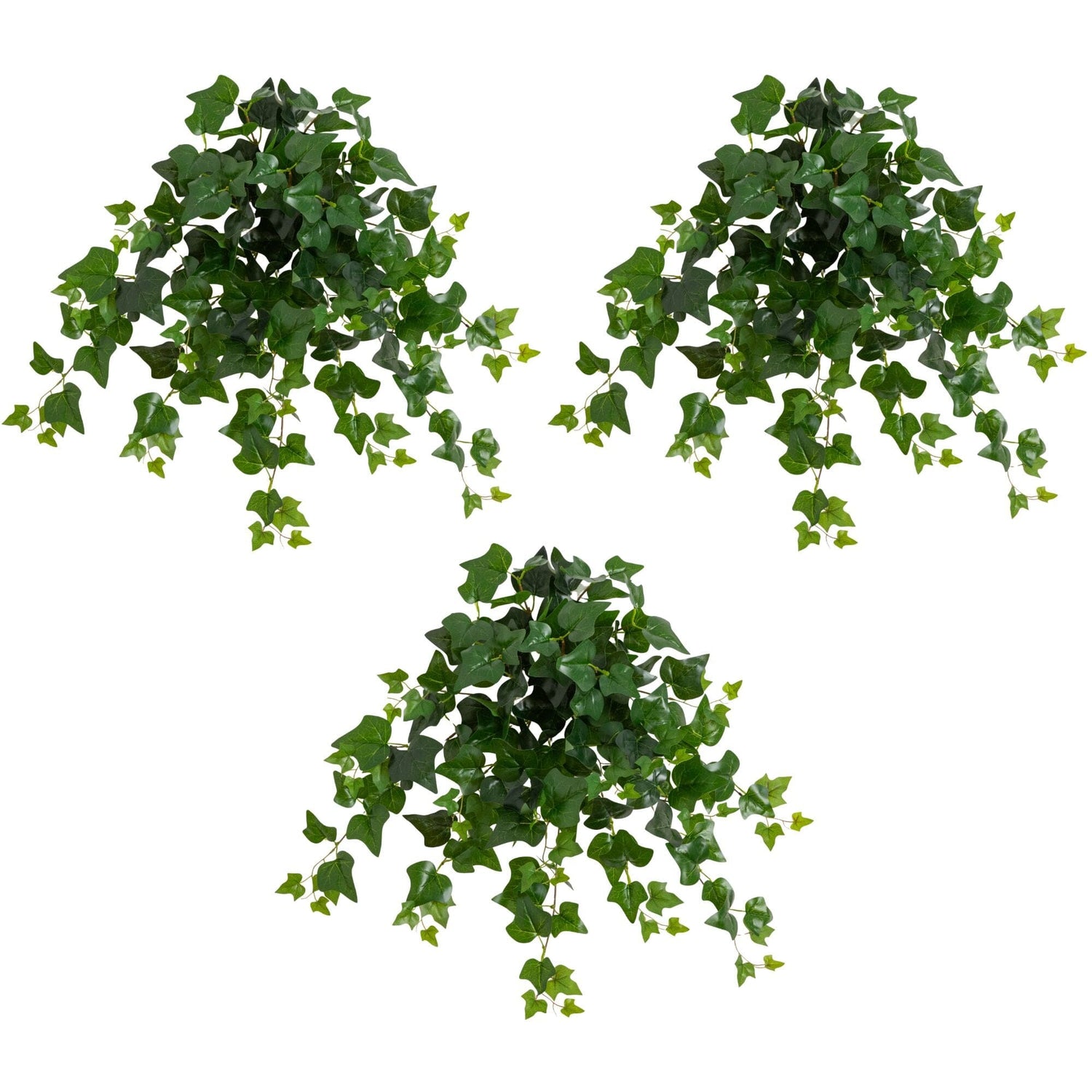 24" UV Resistant Artificial Puff Ivy Hanging Plant (Indoor/Outdoor) - Set of 3