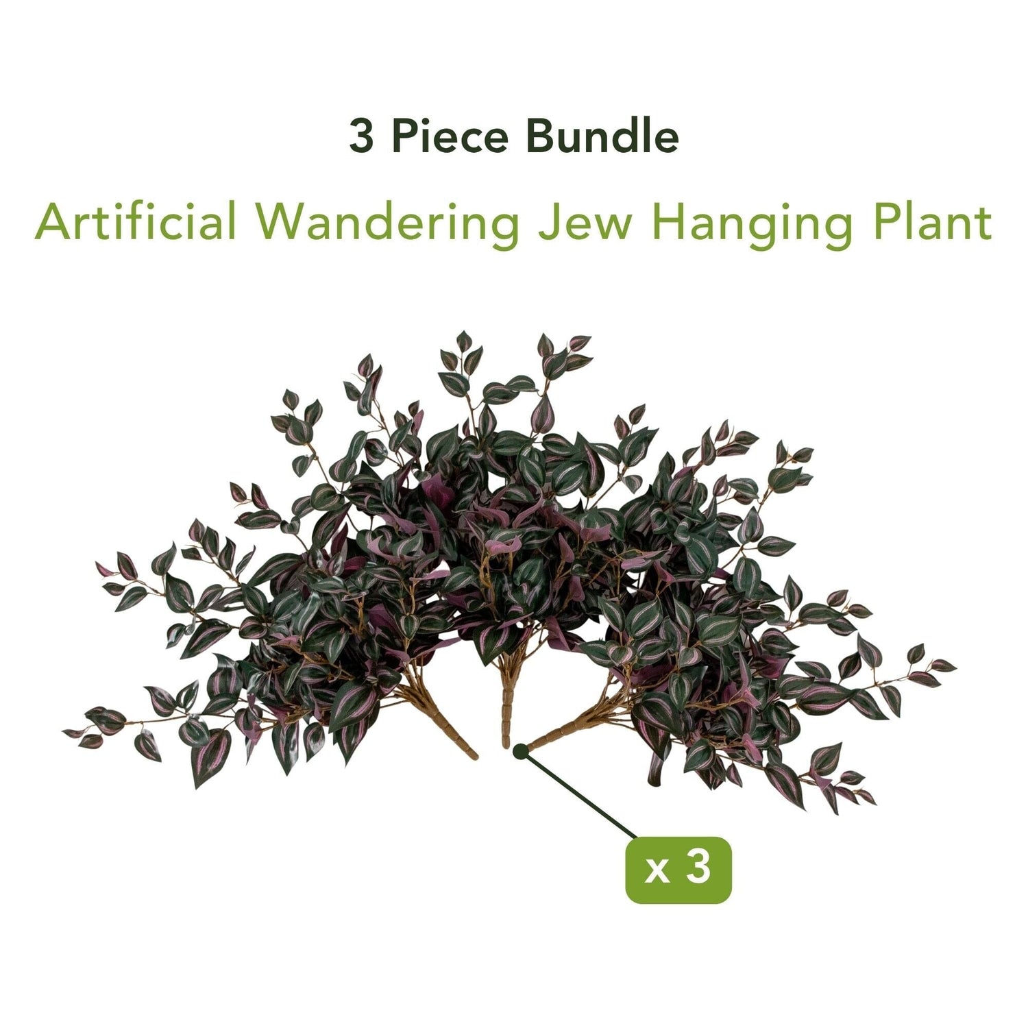 24" UV Resistant Artificial Wandering Jew Hanging Plant (Indoor/Outdoor)- Set of 3