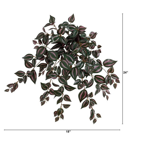 24" UV Resistant Artificial Wandering Jew Hanging Plant (Indoor/Outdoor)- Set of 3