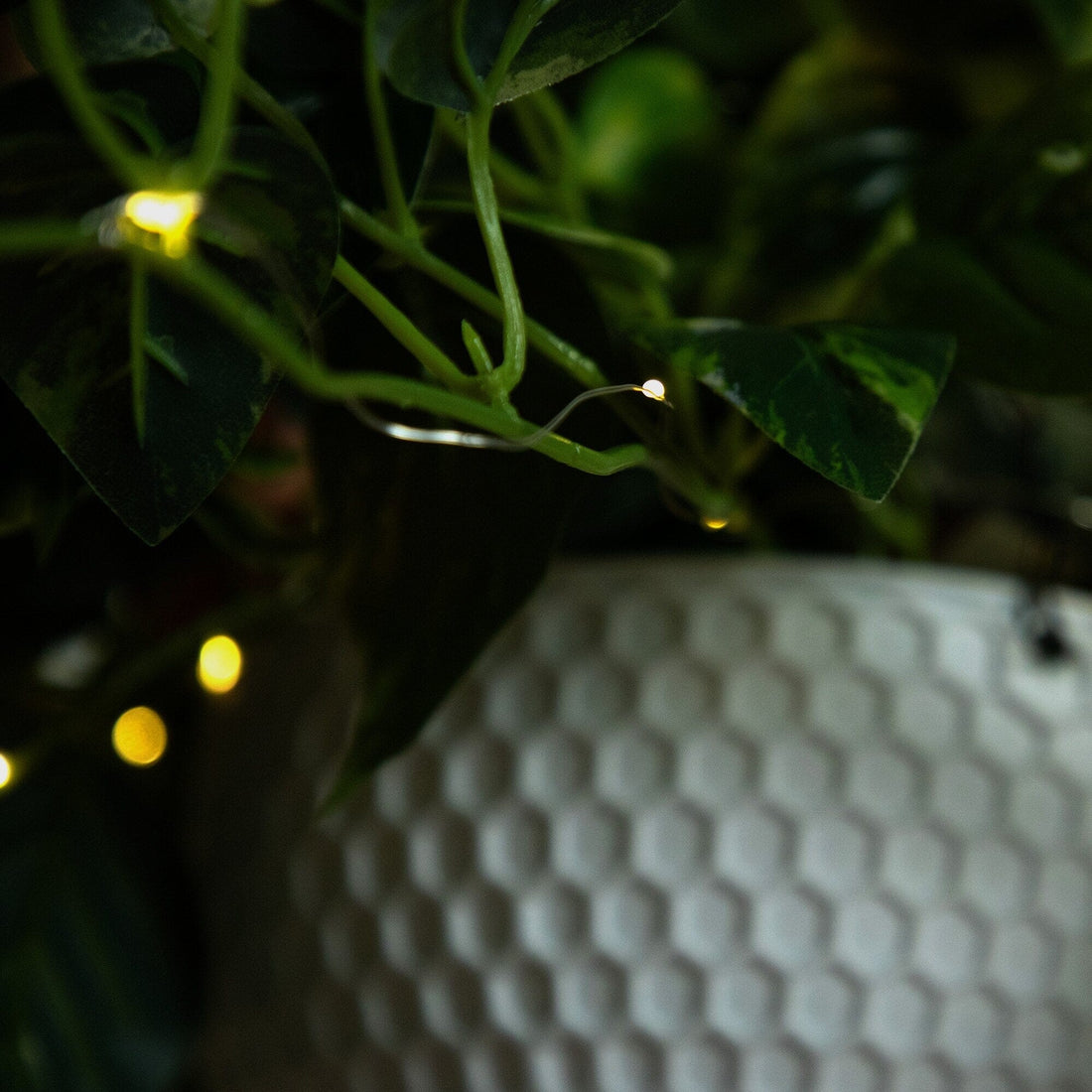 artificial light for pothos 24”UV Resistant Artificial Pothos with 50 Warm White LED Lights in White Hanging Basket