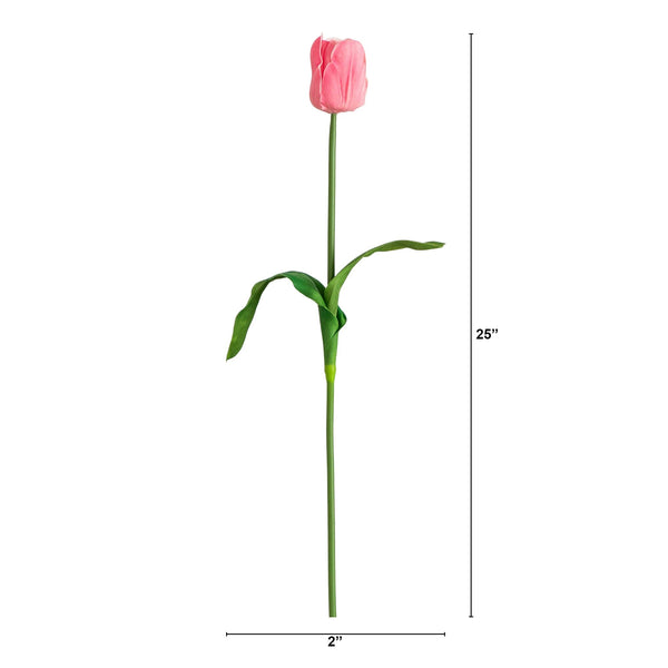 25" Artificial Tulip Flower Stems - Set of 3