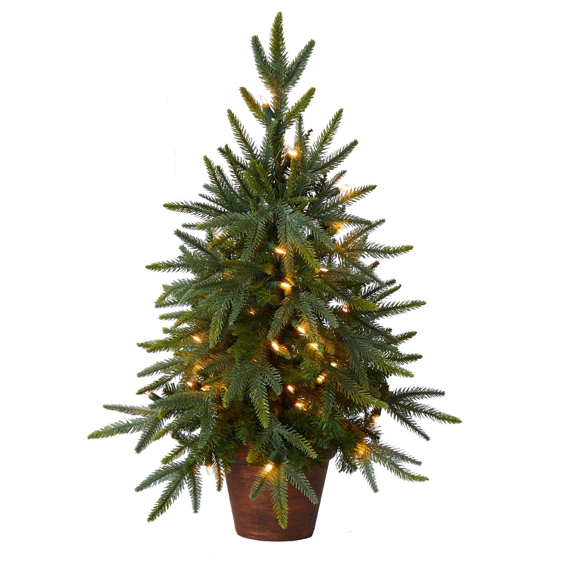 indoor plants christmas tree 2.5' Christmas Tree w/Golden Planter & Clear Lights
