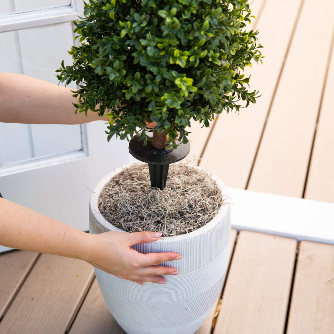 indoor boxwood plants Nearly Natural 2.5ft. UV Resistant Artificial Boxwood Plant with Integrated Ground Stake Indoor/Outdoor - Set of 2
