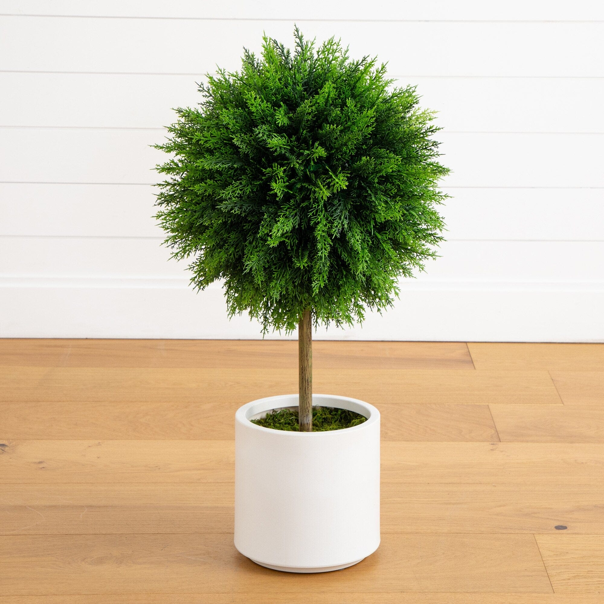 2.5’ UV Resistant Artificial Cedar Ball Topiary Tree in White