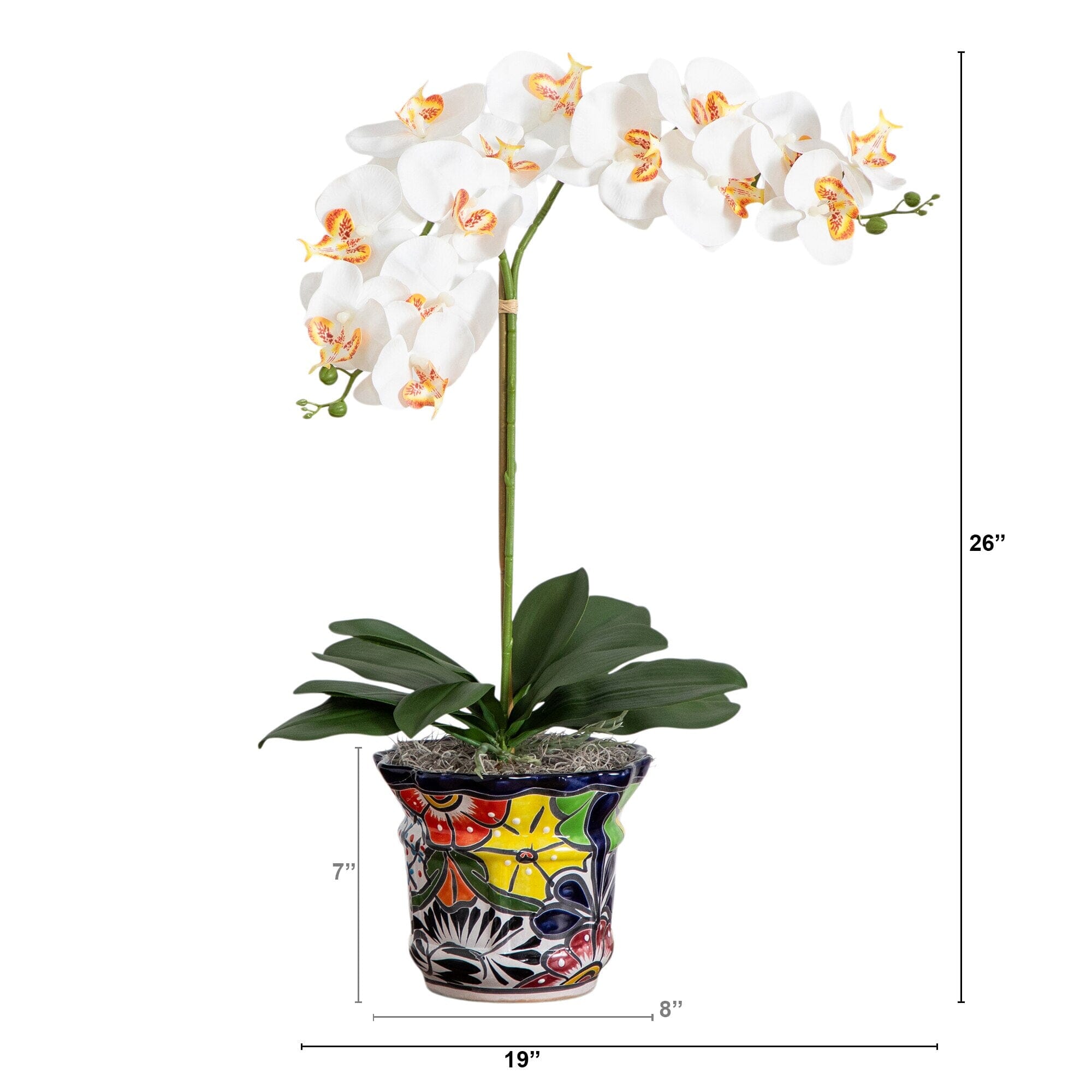 26” Artificial Double Orchid Arrangement in Handmade Mexican