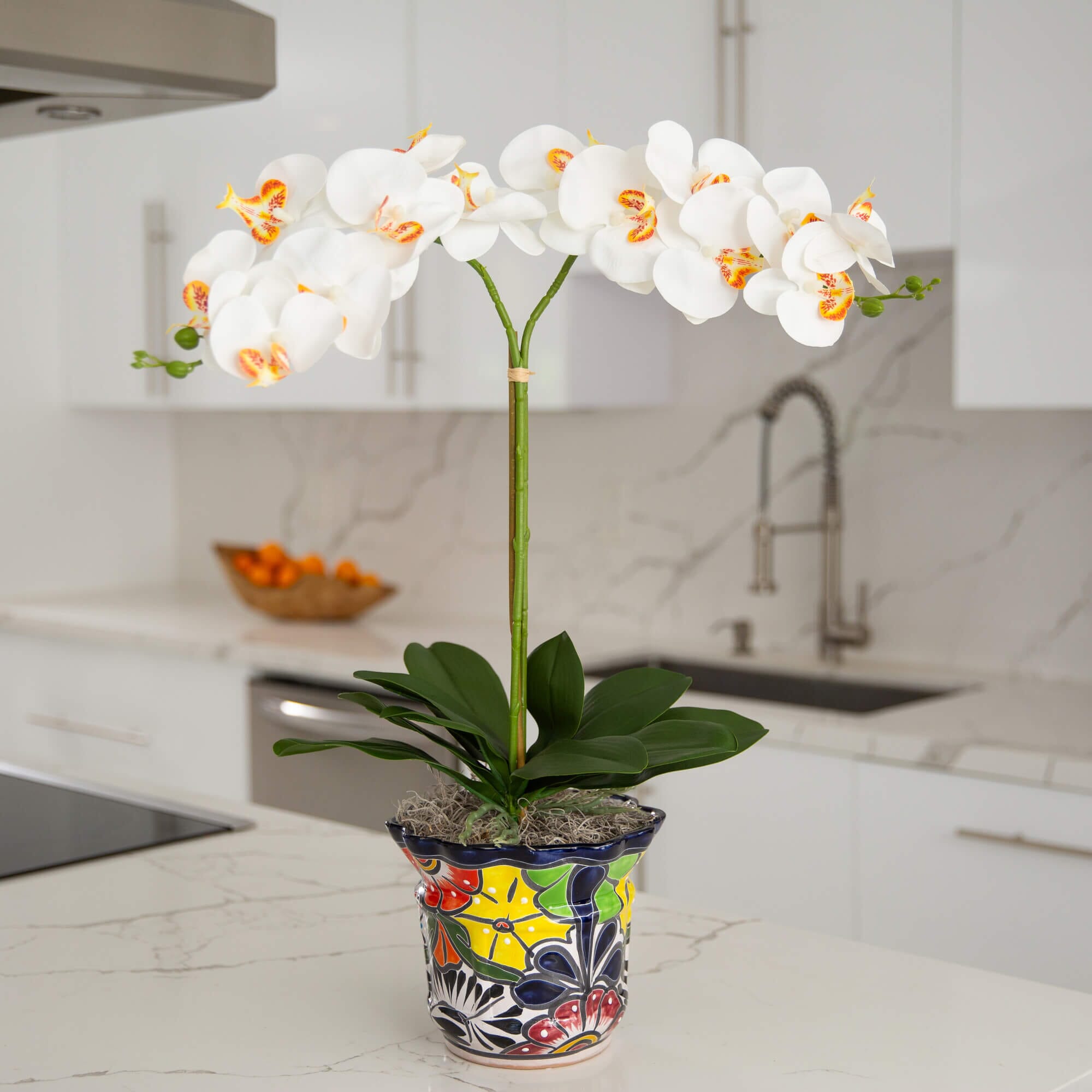 26” Artificial Double Orchid Arrangement in Handmade Mexican