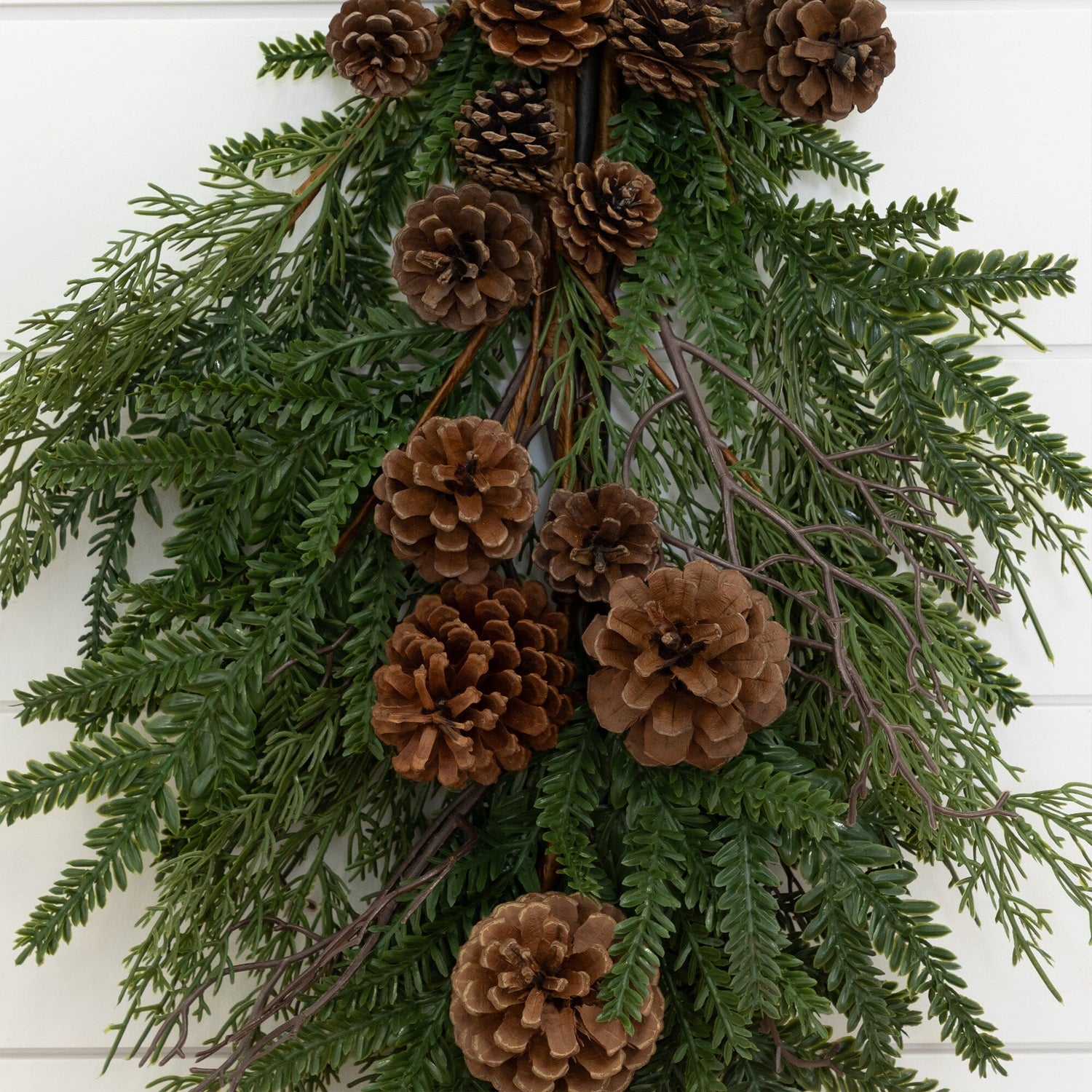 26” Artificial Pine & Pine Cone Teardrop