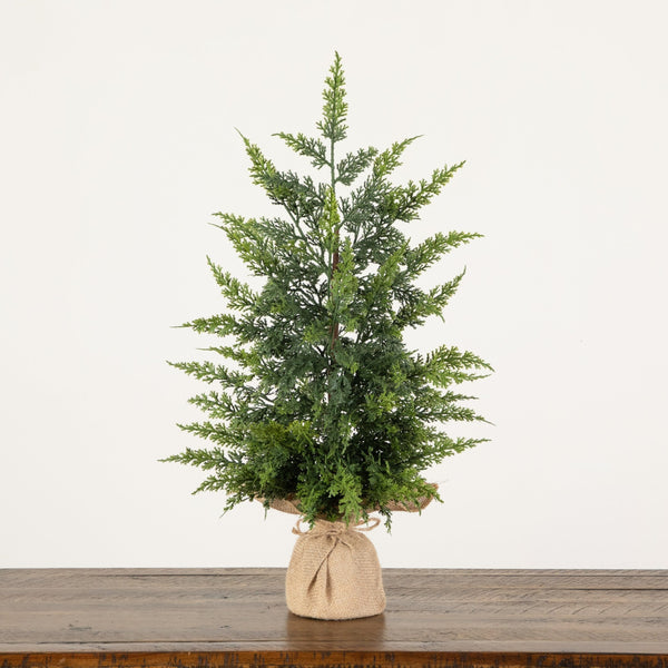 26” Artificial Real Touch Cedar Christmas Tree in Burlap Wrapped Base