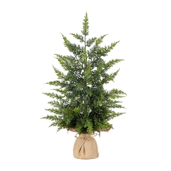 26” Artificial Real Touch Cedar Christmas Tree in Burlap Wrapped Base