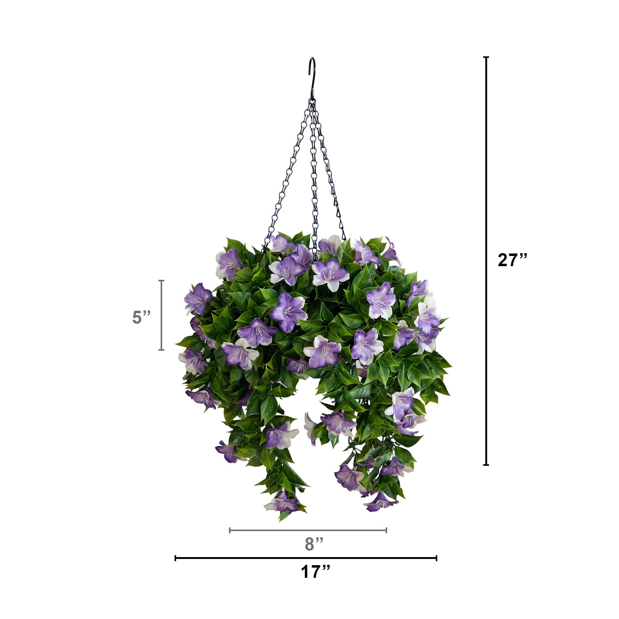 27” UV Resistant Artificial Azalea Hanging Basket (Indoor/Outdoor