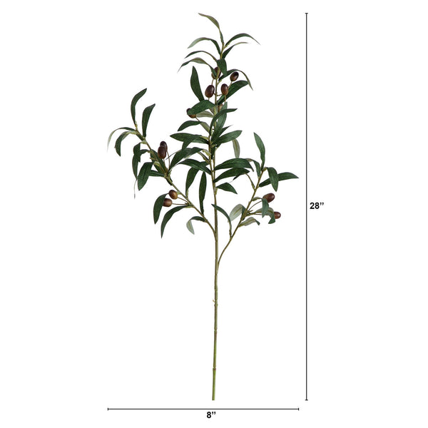28" Artificial Olive Stems - Set of 3