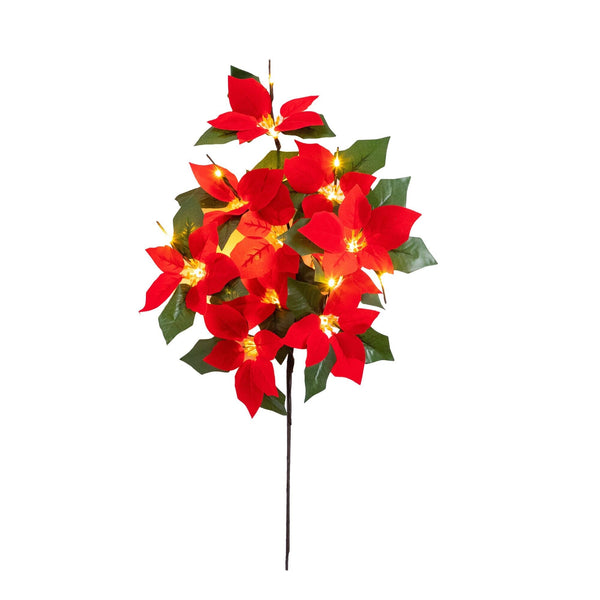 28” Artificial Pre-Lit Poinsettia Branch with 20 LED Lights