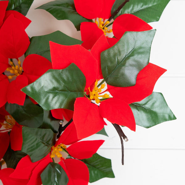 28” Artificial Pre-Lit Poinsettia Branch with 20 LED Lights