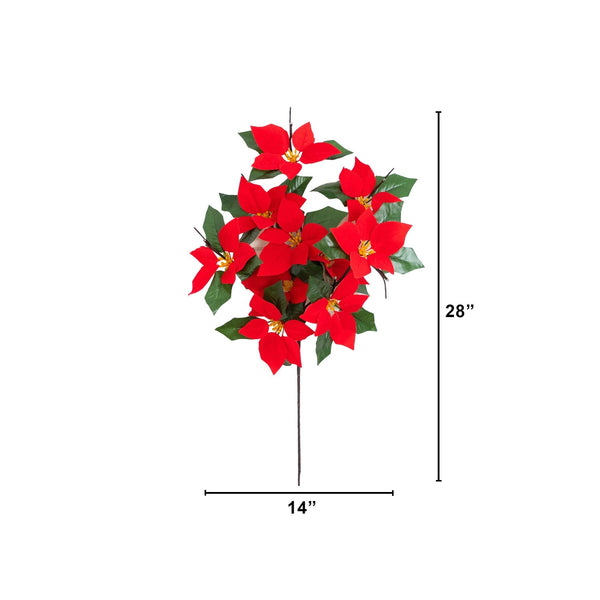 28” Artificial Pre-Lit Poinsettia Branch with 20 LED Lights