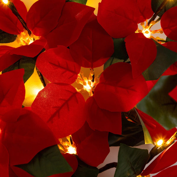 28” Artificial Pre-Lit Poinsettia Branch with 20 LED Lights