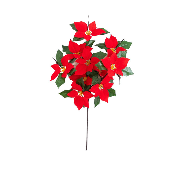 28” Artificial Pre-Lit Poinsettia Branch with 20 LED Lights