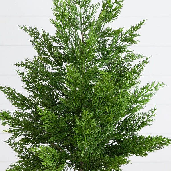 28” Artificial Real Touch Christmas Spruce Pine in White Decorative Planter