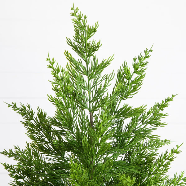28” Artificial Real Touch Christmas Spruce Pine in White Decorative Planter
