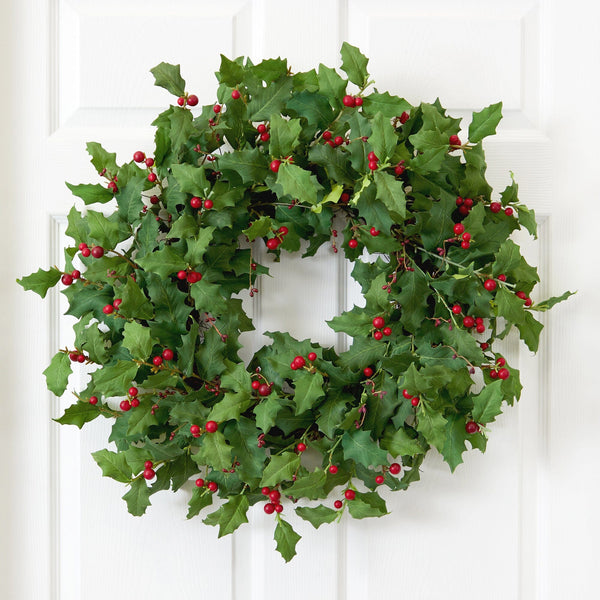 28” Holly Berry Artificial Wreath