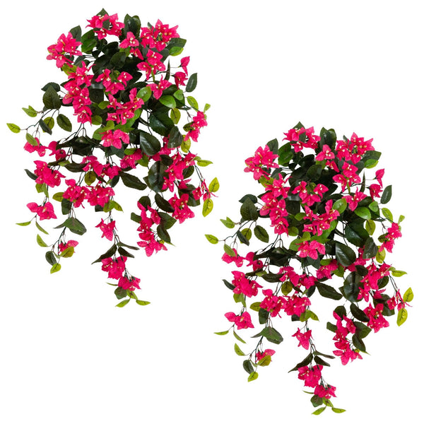 28” UV Resistant Artificial Bougainvillea Hanging  Plant (Indoor/Outdoor) - Set of 2