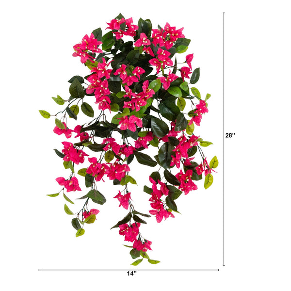 28” UV Resistant Artificial Bougainvillea Hanging  Plant (Indoor/Outdoor) - Set of 2